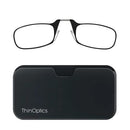 ThinOptics Reading Glasses And Pod Case 2.00 Strength Black Frames, Black Case