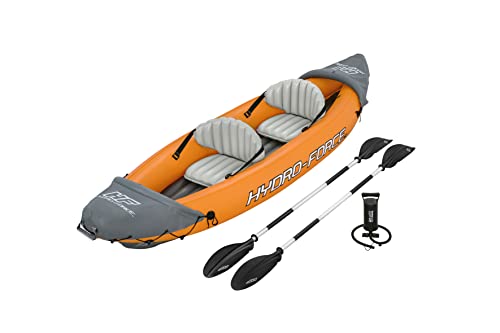 Bestway | Hydro-Force Rapid X2 Kayak| Inflatable Boat Set with Hand Pump, Paddles, Seats, Fins and Storage Bag | Two Seater