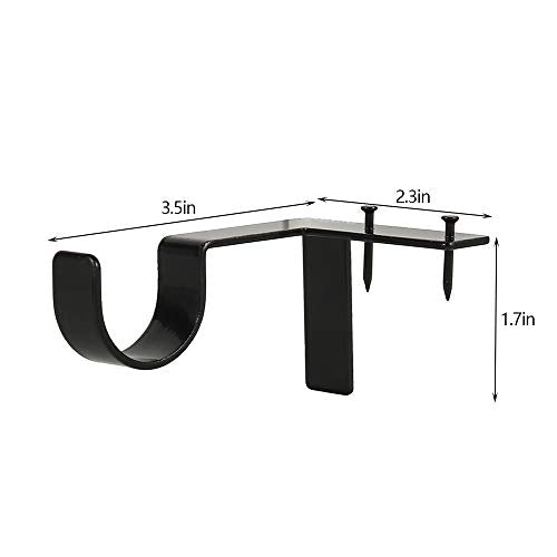 4pcs Curtain Rod Bracket No Drill Curtain Rod Holder Tap Right Into Window Frame Super Carrying Capacity No Screw Quick Hang Curtain Brackets for Bedroom Kitchen Window Valance Decoration (4Pcs Black)