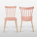 Simpol Home DSW Armless Modern Plastic Chairs with Wood Legs for Living, Bedroom, Kitchen, Dining,Lounge Waiting Room, Restaurants, Cafes, Set of 4, Pink Light