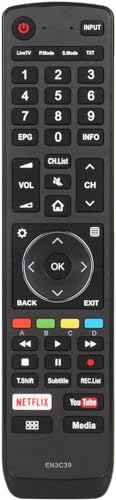 Universal Remote Control for Hisense Remote Control - Direct for All Hisense TV Remote Control Smart TVs, with Shortcut Buttons for Netflix, Media, YouTube EN3C39