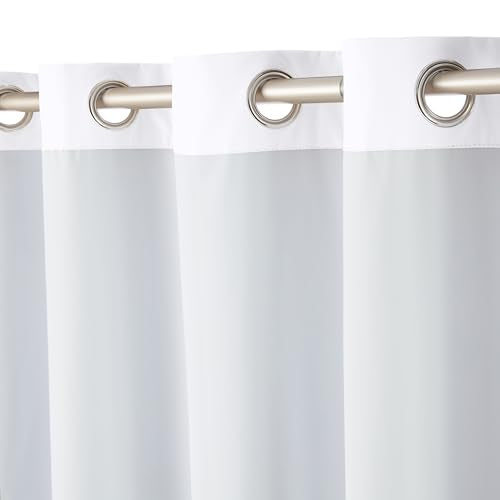 Amazon Basics Room Darkening Blackout Window Curtains with Grommets - 52 x 96-Inch, White, 2 Panels
