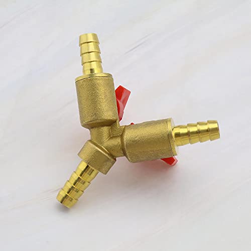 5/16Inch/8mm Y Shut Off Ball Valve Brass Hose Fitting Splitter Y 3 Way Pipe Connector Adapter for Oil Fuel Water