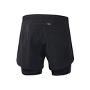 Lixada Men's 2-in-1 Running Shorts Quick Drying Breathable Active Training Exercise Jogging Cycling Shorts, Black, Large