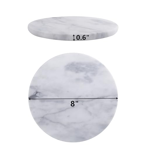 Peohud Marble Cheese Pastry Board, 8" Marble Trivet Cutting Board, Round Dessert Serving Platter for Cake, Fruit, Snacks, Kitchen, Party