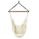 Portable Hanging Hammock Chair Swing Garden Outdoor Camping Soft Cushions (Beige with Pillow)