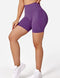 YEOREO Women Seamless High Waist Shorts Smile Contour Biker Shorts Gym Yoga Workout, #0 Purple, Small