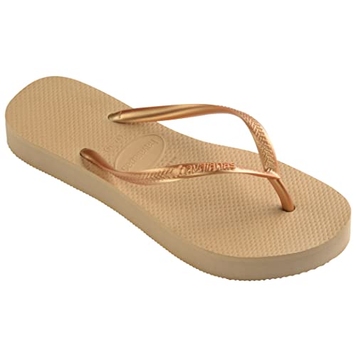 Havaianas Women's Slim Flatform Flip-Flop, Golden, 7/8 US