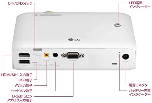 LG PH510PGAJL Portable LED Projector with Built-in Battery (HD/550 ANSI Lumens/Bluetooth Compatible/Approx. 0.65kg/30,000 Hours Lifespan)