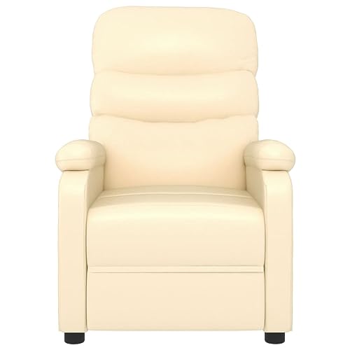 vidaXL Recliner Chair, Armchair with Adjustable Backrest and Footrest, Single Sofa Chair for Living Room Bedroom, Chaise Lounge, Cream Faux Leather