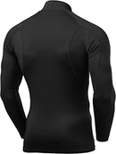 TSLA Men's Cool Dry Fit Mock Long Sleeve Compression Shirts, Athletic Workout Shirt, Active Sports Base Layer T-Shirt MUT12-NBK Large