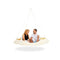 Hangout Pod Free-Hanging Transportable Circular Family Hammock Bed/Hanging Chair/Porch Swing for Garden, Deck, Lawn, Patio and Camping. Cream & White