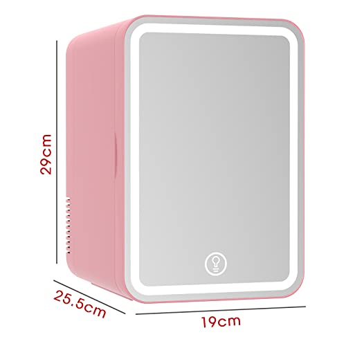 Cobuy Portable 8L Mini Makeup Fridge with LED Makeup Mirror Cosmetics Refrigerator Cooler, Pink