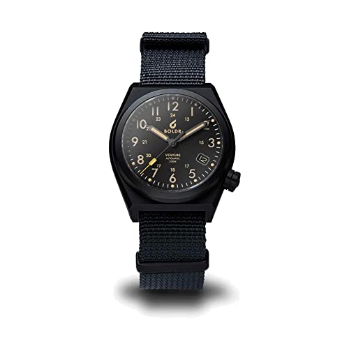 BOLDR Venture Titanium Automatic Wrist Watch | Black Dawn, Black, 38 mm