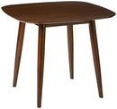 Bass Mid Century Modern Square Faux Wood Dining Table, Walnut Finish