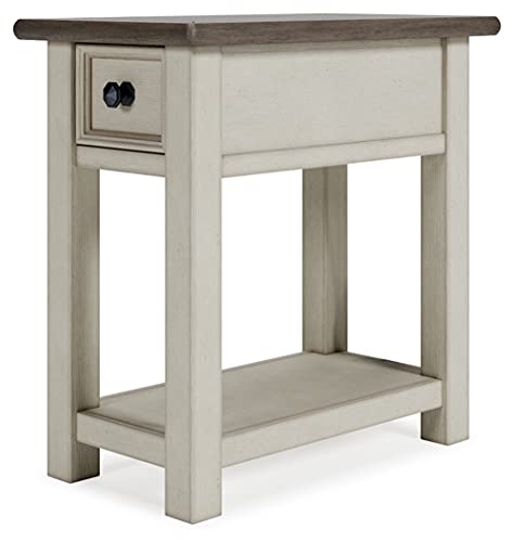 Signature Design by Ashley Bolanburg Farmhouse Chair Side End Table, Light Brown & Whitewash