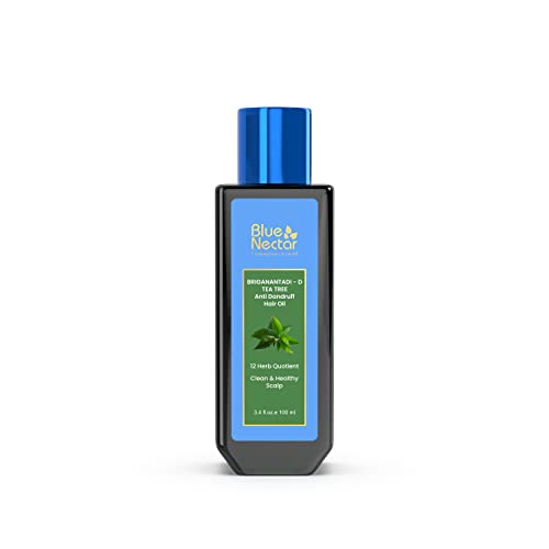 Blue Nectar Tea Tree Healthy Scalp and Anti Dandruff Hair Oil with 14 Ayurvedic herbs (100 ml)