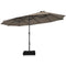 Costway 15FT Double-Sided Patio Umbrella, Ultra-Large Twin Garden Umbrella w/ 12-Rib Structure & Hand-Crank System, Outdoor Market Umbrella w/Enhanced Base for Residential & Commercial Use (Coffee)