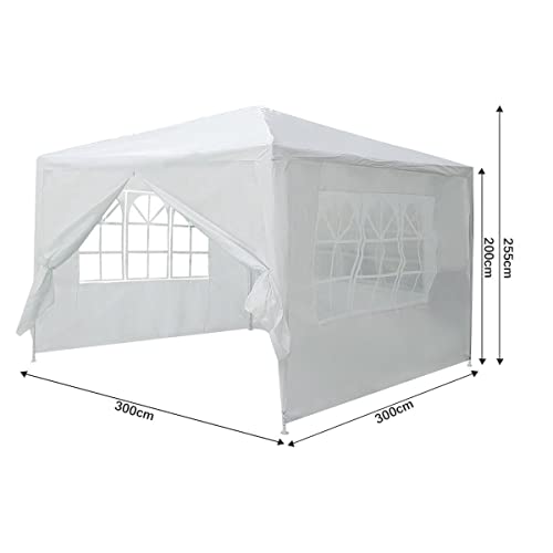 OGL 3x3m Outdoor Canopy Gazebo Party Wedding Tent Garden Waterproof Marquee w/3 Sidewalls and 1 Door