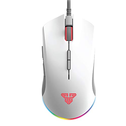 Fantech Gaming PC Mouse 10000 Adjustable DPI Wired RGB LED Light Seven Macro Button Computer Mice (X17) (White)