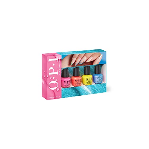 OPI Nail Lacquer, Opaque & Vibrant Pearl & Crème Finish Mini Nail Polish, Up to 7 Days of Wear, Chip Resistant & Fast Drying, 4 Piece Mini Pack, (4 x.125 fl oz)