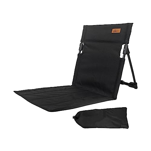 koolsoo Beach Chair with Back Support Foldable Chair Easy to Fold and Carry Beach Lounger Portable Stadium Chair Beach Floor Chair for Park Trekking, Black