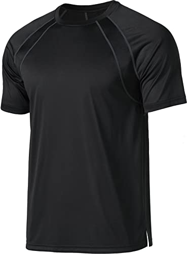 TSLA Men's Workout Running Shirts, Dry Fit Moisture Wicking T-Shirts, Sports Gym Athletic Short Sleeve Shirts, Active Hyper Dri MTS31-BLK_X-Large