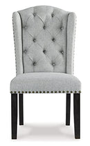 Signature Design by Ashley Jeanette Traditional 20" Tufted Upholstered Wingback Dining Chair, 2 Count, Light Gray