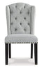 Signature Design by Ashley Jeanette Traditional 20" Tufted Upholstered Wingback Dining Chair, 2 Count, Light Gray