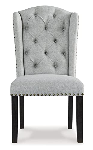 Signature Design by Ashley Jeanette Traditional 20" Tufted Upholstered Wingback Dining Chair, 2 Count, Light Gray