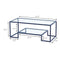 Black Metal Glass Coffee Table - Simple Center Coffee Table for Living Room Home, Metal Frame Coffee Table with 2 Shelves,Modern Table for Bedroom, Dinning Room,Office Decor