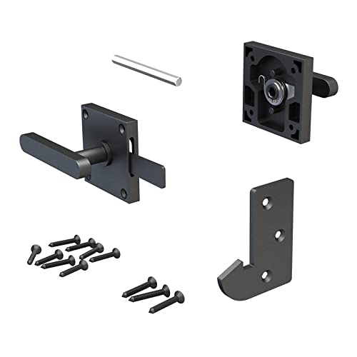 Sdstone Double Sided Gate Latch for Wooden Fence Heavy Duty,Aluminum Swinging Door Latch Gate Hardware,Black