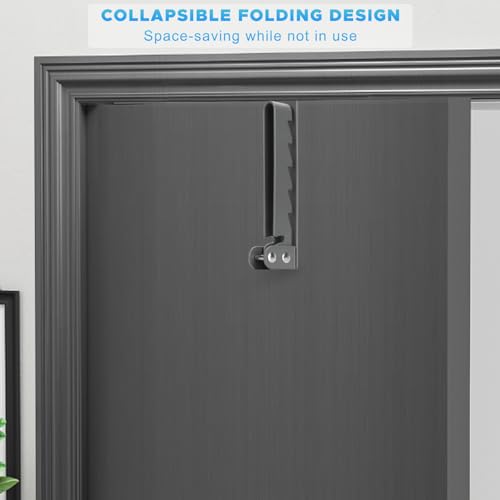 FYY Over The Door Hooks Hanger, 1 Pack Collapsible Folding Over The Door Organizer Rack Space Saving Hanging Storage Hanger for Clothes, Coats, Towels for Bedroom Bathroom Grey