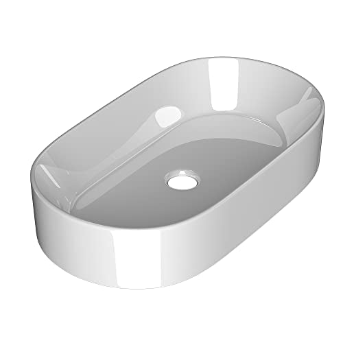 Cefito Bathroom Basin Vanity Sink, Ceramic Hand Wash Basins Vessel Sinks Above Counter Top Tools Kitchen Home Improvement, Oval High Gloss Finish Scratch-Resistant White