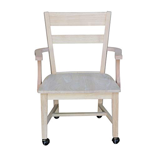 International Concepts Dining Chair with Casters, Unfinished