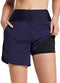 BALEAF Women's 5" Swim Shorts High Waisted Board Shorts Quick Dry Swimming Bottoms Trunks UPF 50+ Beach Shorts with Liner, Dark Blue, 3X-Large