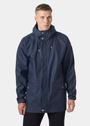 Helly Hansen Men's Moss Long Hooded Fully Waterproof Windproof Raincoat Jacket, 597 Navy, Large