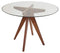 SK Designer Living Jean Prouve Inspired Round Glass Dining Table | 100cm - Walnut