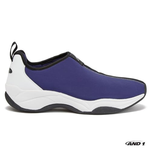 AND1 Too Chillin Slip On Shoes for Men, Off Court Retro Basketball Shoes Mens Slip On Sneakers - Size 7-16, Black, White, Navy Blue, Red, Navy Blue, 15.5 Women/14 Men