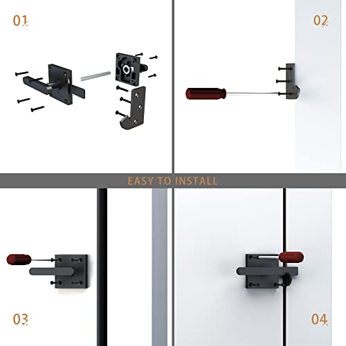 Sdstone Double Sided Gate Latch for Wooden Fence Heavy Duty,Aluminum Swinging Door Latch Gate Hardware,Black