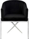 Meridian Furniture Xavier Collection Modern | Contemporary Velvet Upholstered Dining Chair with Sturdy Steel X Shaped Legs, 25.5" W x 24.5" D x 31.5" H, Black