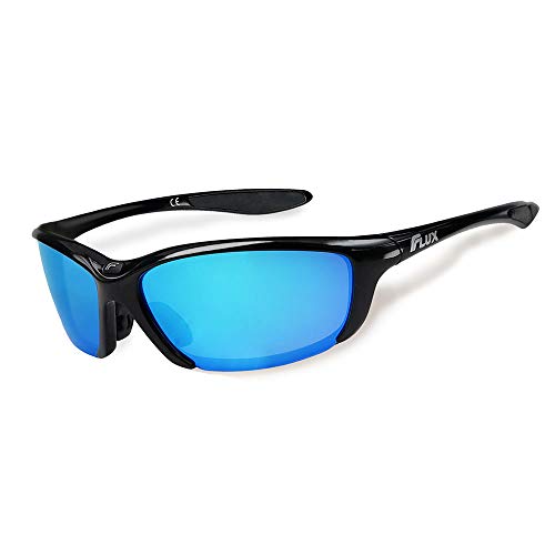 Flux Sportech Unisex Polarized No Slip Outdoor Sports Sunglasses with 100% UV Protection - S.BLK