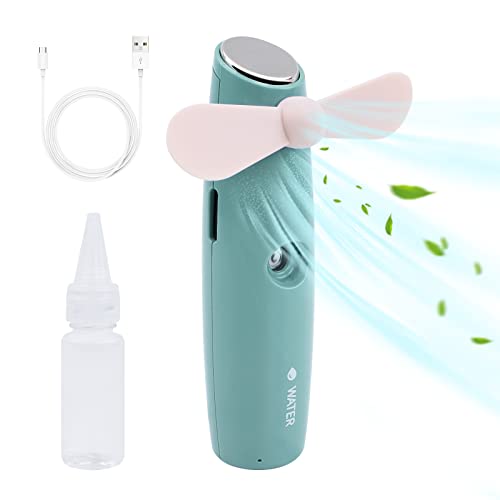 Staiko Handheld Mini Fan, 2 IN 1 Hand Fan,Portable USB Rechargeable Small Pocket Fan,Spray Water Mist Fan for Women,Travel,Outdoor-Green