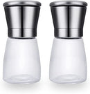 Ausale Premium Stainless Steel Salt and Pepper Grinder, Adjustable Ceramic Sea Salt Grinder & Pepper Grinder, Short Glass Salt and Pepper Shakers Manual Pepper Mill (Grey-2 Pack)