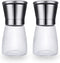 Ausale Premium Stainless Steel Salt and Pepper Grinder, Adjustable Ceramic Sea Salt Grinder & Pepper Grinder, Short Glass Salt and Pepper Shakers Manual Pepper Mill (Grey-2 Pack)