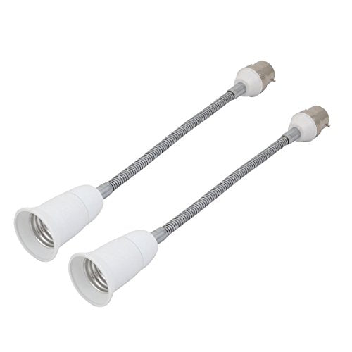 Aexit 2pcs (Lighting fixtures and controls) B22 to E27 Light Lamp Bulb All Direction Extender Adapter White (55ry378qf691) 20cm Length