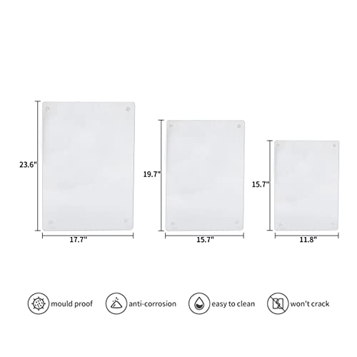 Murrey Home Tempered Glass Cutting Boards for Kitchen Dishwasher Safe, Rectangle Chopping Board with Rubber Feet, Small Clear Countertop Tray, Scratch Resistant, Heat Resistant, Non-Slip, 15.7"x11.8"