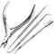 FANDAMEI 4 PCS Nail Care Kit, Nail Cuticle Nippers, Ingrown Toenail Tools Kit, Toenail File and Lifters Stainless Steel, Nail Lifter, Nail Cuticle Pushers, Professional Manicure and Pedicure Set