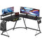 SHW L-Shape Gaming Desk with Monitor Stand for Home Office, Black