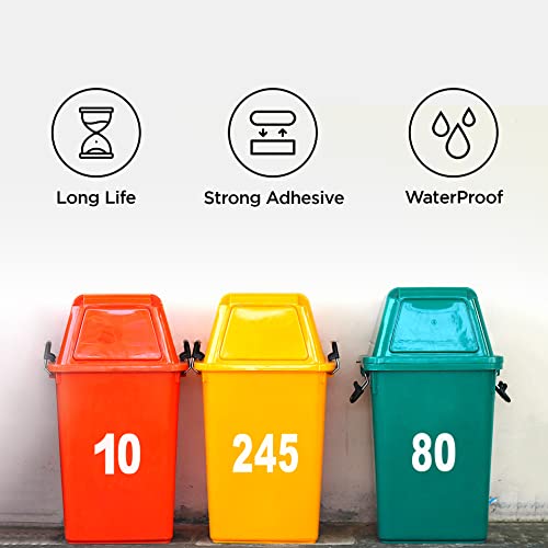 Bin Numbers for Wheelie Bins (Pack of 4 Stickers) - Choice of 0-9 Bin Numbers - White Self Adhesive Vinyl Wheelie Bin Numbers, 17.3cm Long Wheelie Bin Stickers for waste bin, garbage bin (No.5)